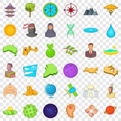 Aufkleber - Big world icons set. Cartoon style of 36 big world vector icons for web for any design