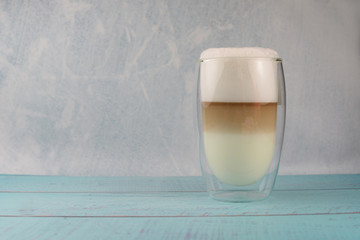 Wall Mural - hot latte drink in a glass 