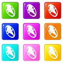 Poster - No ice cream icons set 9 color collection isolated on white for any design