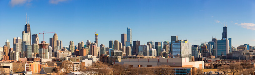 Wall Mural - Panoramic view of the skyline of Chicago.