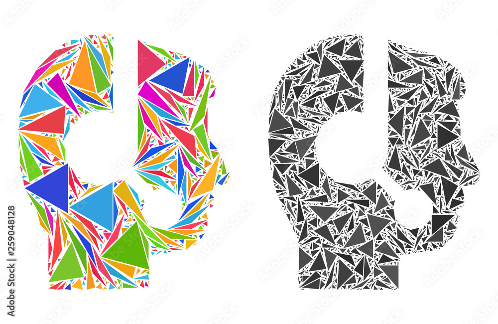 Triangle mosaic Call center operator icons composed of triangle items ...