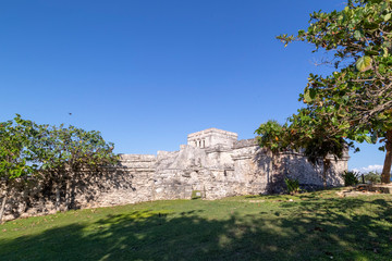 Tulum. Mexico. Maya temple ruins.