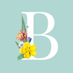 Poster - Floral styled letter B typography