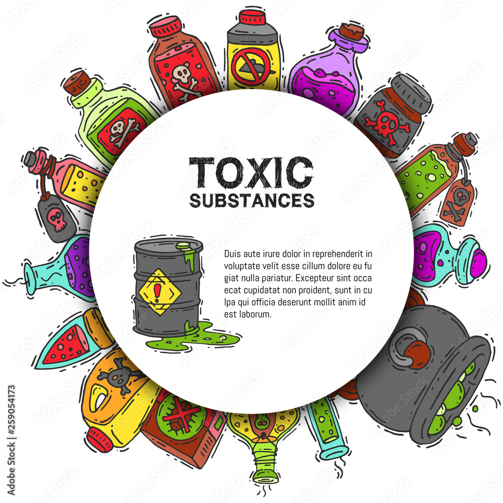 Toxic substances round pattern vector illustration. Different 