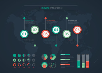 Aufkleber - Timeline vector infographic. World map