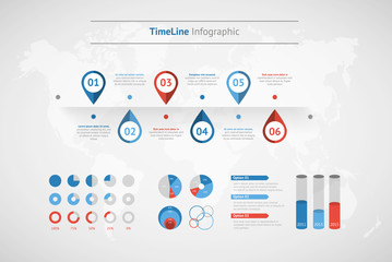 Aufkleber - Timeline vector infographic. World map