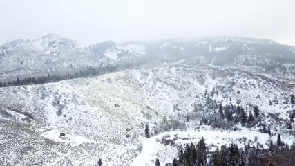 Autocollant - Aerial view of mountains in the Winter.