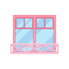 Canvas Print - Windows with pink frame on white background.