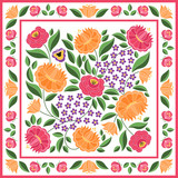 Hungarian folk pattern vector. Kalocsa floral ethnic ornament. Slavic eastern european print. Flower design for scarf bandana, pillow case, carpet textile, woman silk shawl, rug, gypsy medallion.