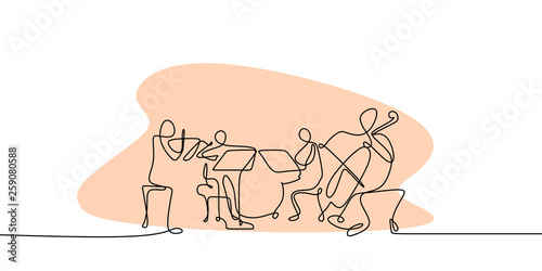Fotografía continuous line drawing of jazz classical music concert performance on the stage