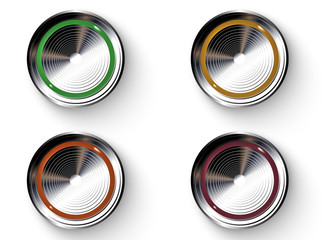 Wall Mural - Colored buttons with metallic borders. 