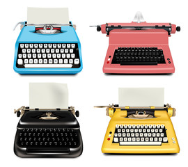 Poster - Typewriter icons set. Realistic set of typewriter vector icons for web design isolated on white background