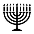 Hanukkah menorah candelabrum with nine lit candles flat vector icon for holiday apps and websites