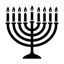 Hanukkah Menorah Candelabrum With Nine Lit Candles Flat Vector Icon For Holiday Apps And Websites