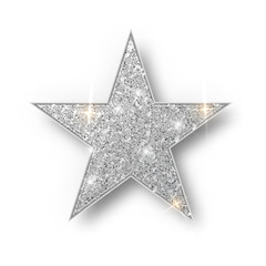 Wall Mural - silver glitter star vector isolated. silver sparkle luxury design element isolated. icon of star iso