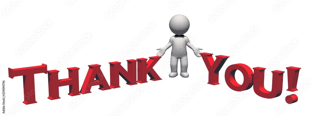 Thank You - 3D text in red and 3D people - isolated on white background ...