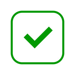 Canvas Print - Square green check mark line icon, button, tick symbol on white background