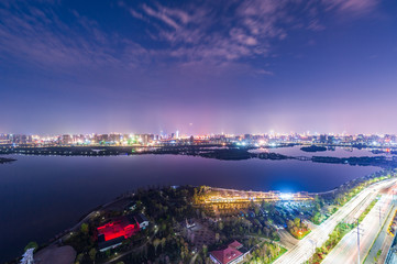 Canvas Print - Night view of modern Chinese city 