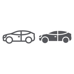 Aufkleber - Car line and glyph icon, auto and transport, automobile sign, vector graphics, a linear pattern on a white background.