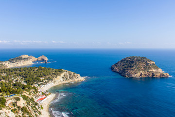 Wall Mural - Aerial view of Portitxol Island and Barraca beach in Javea, Spain