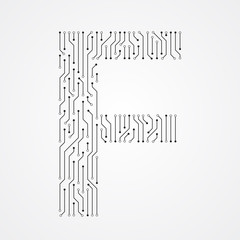 Alphabet F shape digital line design