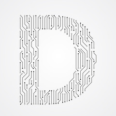 Alphabet D shape digital line design