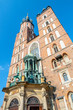 St. Mary's Church on Main square in Krakow on a summer day, Poland