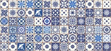 Blue Portuguese Tiles Pattern - Azulejos Vector, Fashion Interior Design Tiles 