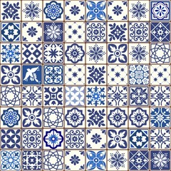 Naklejka na meble Blue Portuguese tiles pattern - Azulejos vector, fashion interior design tiles 