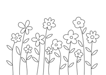 Wall Mural - doodle line art doodle flowers on white background.