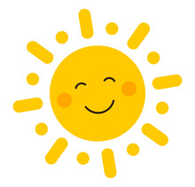 Cute Smiling Sun Icon.