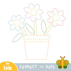 Wall Mural - Connect the dots, game for children, Flowers in a pot