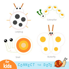 Wall Mural - Connect the dots, education game for children. Set of insects