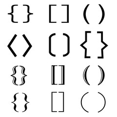 Wall Mural - brackets set icon on white background. flat style. braces set icon for your web site design, logo, a