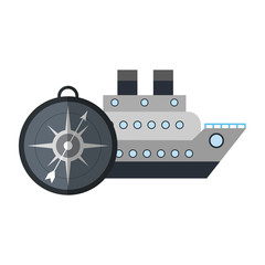 Sticker - Cruiser ship with compass symbol