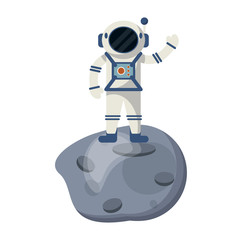 Wall Mural - Astronaut on asteroid cartoon