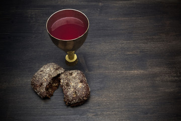 Canvas Print - Communion And Passion - Unleavened Bread Chalice Of Wine