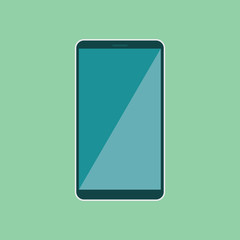 Poster - Smartphone with grey empty screen. Smartphone flat style, front view. Flat style smartphone, blue blank screen.