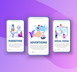 Wall Mural - Onboarding screens - marketing, advertising, social media