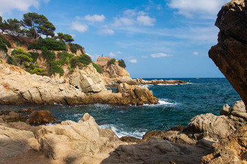 Wall Mural - Rocky seascape in Costa Brava, Spain. Landscape of spanish coast in mediterranean sea