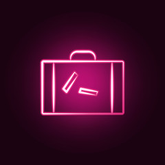 Poster - suitcase neon icon. Elements of travel set. Simple icon for websites, web design, mobile app, info graphics
