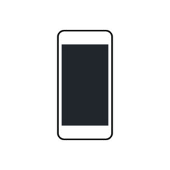 Poster - White smartphone with dark grey screen. Smartphone comic, front view.