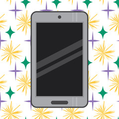 Poster -  Comic style gray smartphone icon.  Comic smartphone logo. Smartphone front view vector.