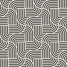 Vector Seamless Interlacing Lines Pattern. Modern Abstract Background. Repeating Geometric Rounded Stripes Design.