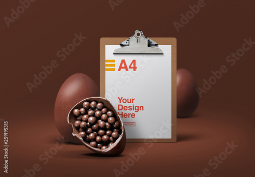 Download Clipboard And Chocolate Easter Eggs Mockup Stock Template Adobe Stock