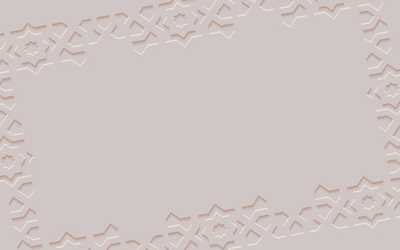 Arabic arabesque design greeting card for Ramadan Kareem, Islamic ornamental monochrome detail of mosaic,vector illustration