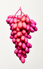Pink Grapes Isolated On White Background