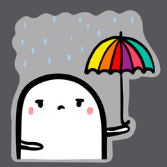 bad weather hand drawn sticker emoji with cute marshmallow
