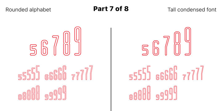 Condensed outlined sans serif font Rounded, Vector