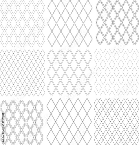 Seamless diamonds patterns set. Geometric textures.